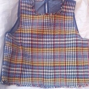 Zara Basic Plaid Houndstooth & Lyocell Tank Top